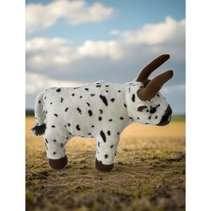 Wishpets Longhorn‎ Bull Plush Kids Small White Brown Spotted Tex Stuffed Animal